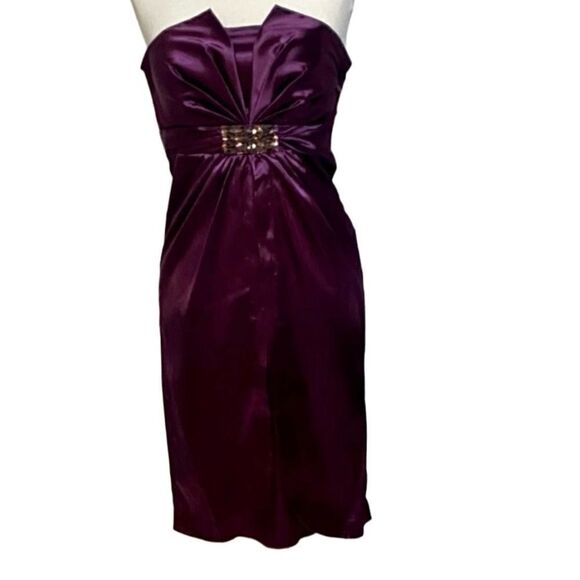 Cindy USA Strapless Purple Cocktail Party Prom Dress Size Medium Pleated Bodice - Picture 1 of 9